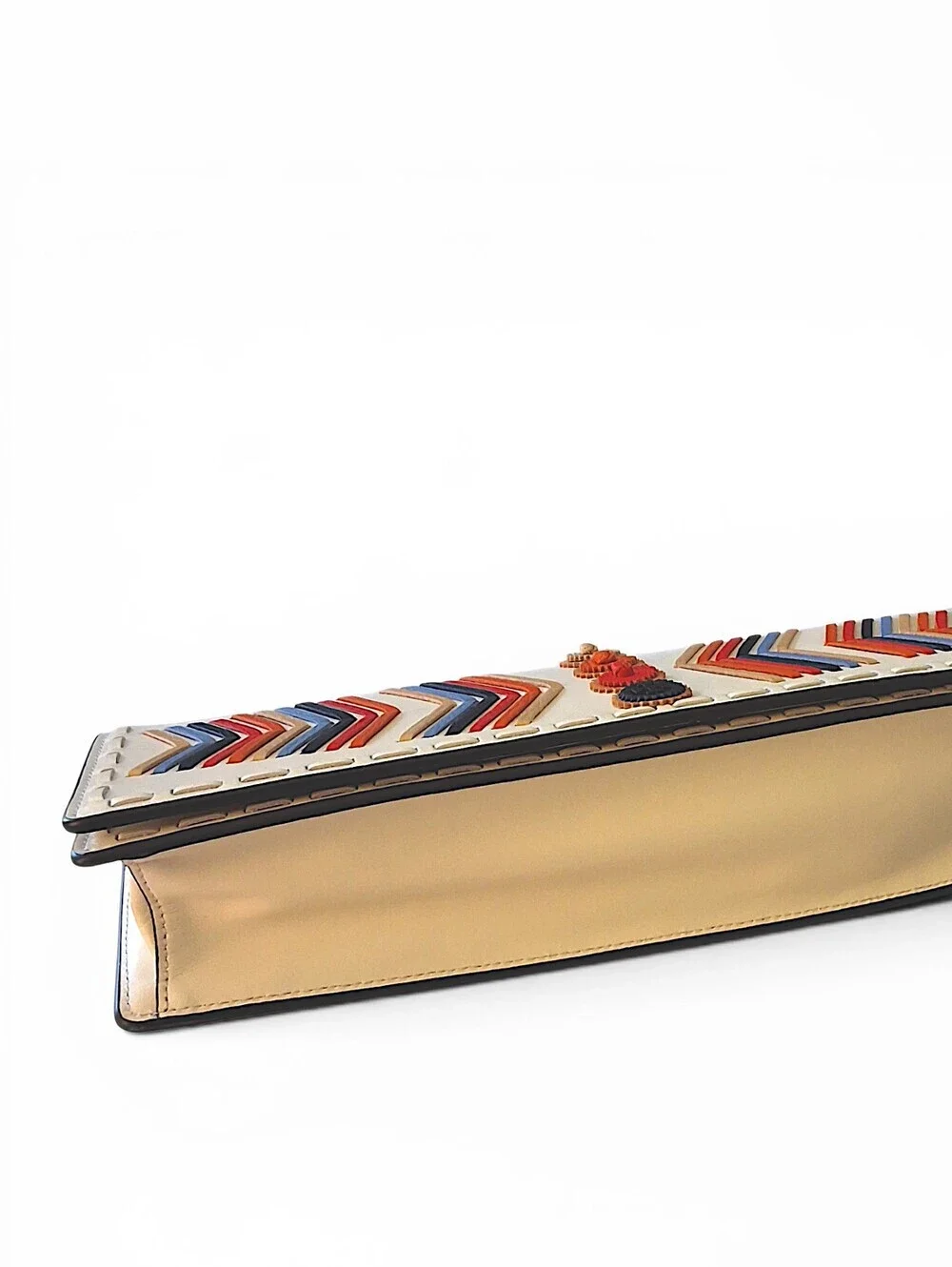Tory Burch Leather Envelope Clutch NWOT Chevron Inlay Dust Bag Included